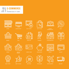 Set of thin lines web icons for e-commrce