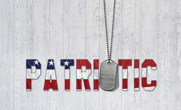 military dog tags with patriotic American flag