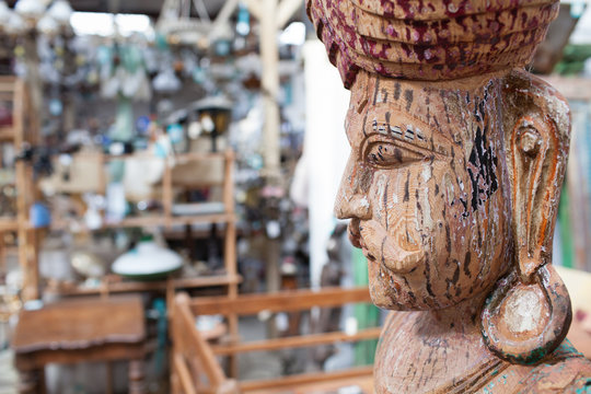 Brocante, vide-greniers, sculpture indienne