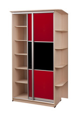 шкаф купе, шкаф на белом фоне, шкаф с ящиками, зеркальные двери