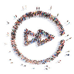 people in the shape of a button play.