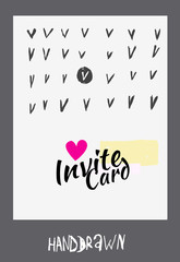 Hand drawn design concept. Invite card for wedding or happy birthday. 