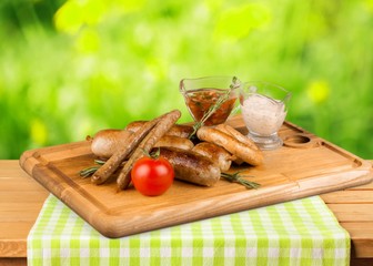 Sausage, Bratwurst, Fried.