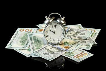 Dollar Money bills with clock