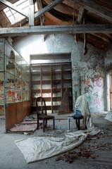 Intérieur de bâtiments à l'abandon