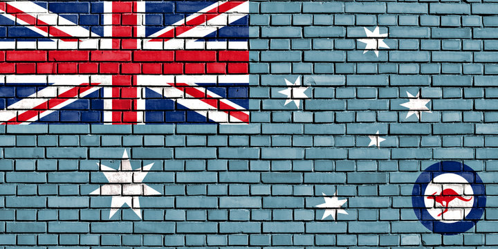 flag of Royal Australian Air Force painted on brick wall