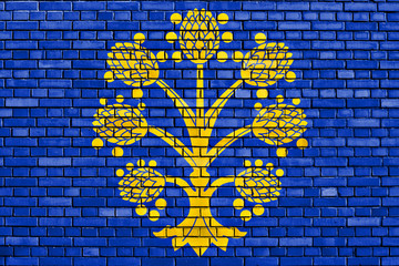 flag of Appleby-in-Westmorland painted on brick wall