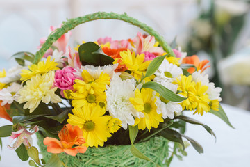 Bouquet flower in basket