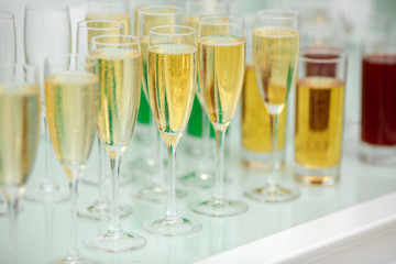 Glasses of vine and champagne