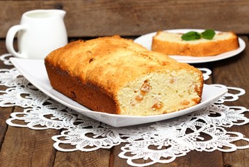 Banana cake on a plate