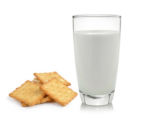 milk and cracker isolated on white background