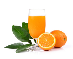 Orange juice and orange isolated on white background