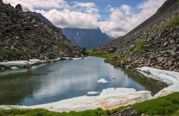 A small lake in the mountains