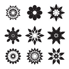 Fototapeta na wymiar Set of black geometric flowers
