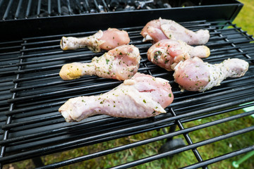 marinated chicken leg prepared for bbq