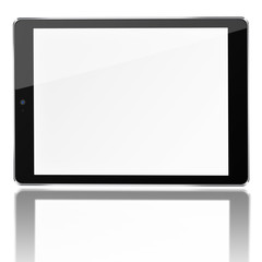 Tablet computer with blank screen.