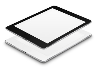 Realistic tablet computers with blank screens.