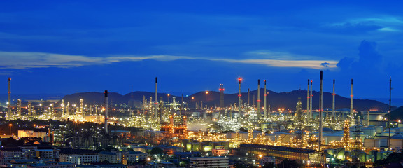 Oil refinery with beautiful sky background