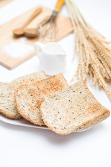 breakfast set on wooden table