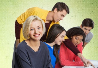 Students, laptop, project.