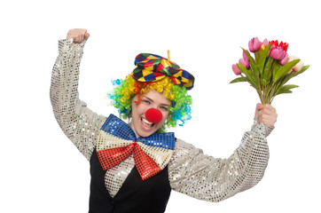 Female clown isolated on white