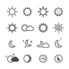Fotobehang zon en maan pictogrammen © tulpahn