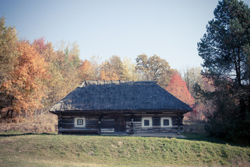 Small folk cottage in Pirogovo museum near Kiev