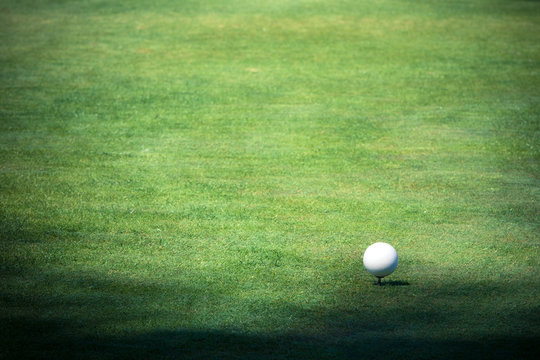 Golf ball on the green golf course