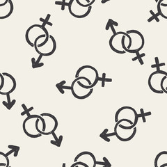 girl and boy doodle seamless pattern background