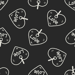 love tag doodle seamless pattern background