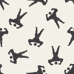 Strong muscle doodle seamless pattern background