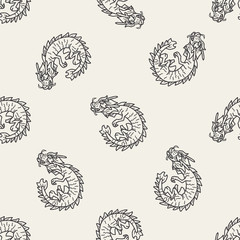 Chinese dragon doodle seamless pattern background