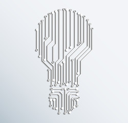 Abstract electronic computer circuit board light bulb icon.vecto