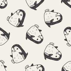 penguin doodle seamless pattern background