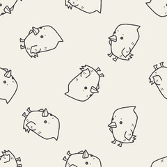 chick doodle seamless pattern background