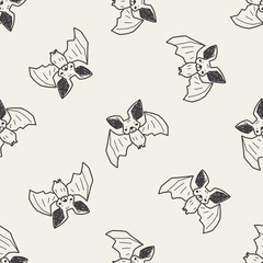 bat doodle seamless pattern background