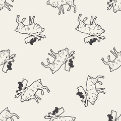 elk doodle seamless pattern background