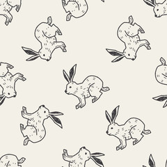 rabbit doodle seamless pattern background