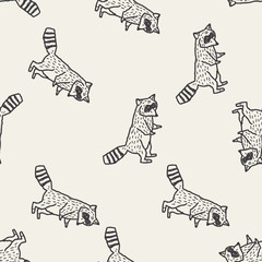 raccoon doodle seamless pattern background - 84362584