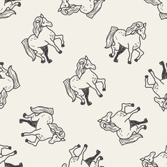 horse doodle seamless pattern background