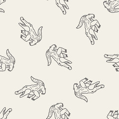 crocodile doodle seamless pattern background