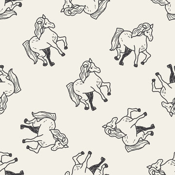 horse doodle seamless pattern background
