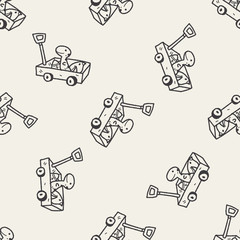 toy cart doodle seamless pattern background
