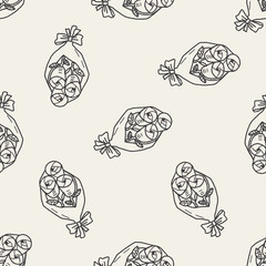 rose doodle seamless pattern background