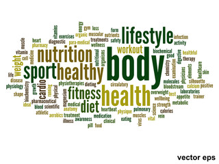Vector conceptual health word cloud
