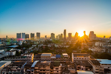 Sunrise morning in Bangkok city.