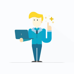 businessman holding a laptop, vector