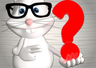 Hase Frage Fragezeichen FAQ 3D weiß zeigen Comic
