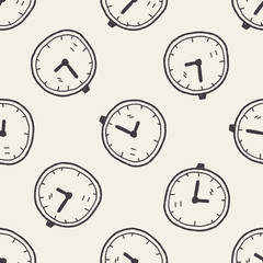 time doodle seamless pattern background