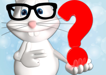 Hase Frage Fragezeichen FAQ 3D weiß zeigen Comic